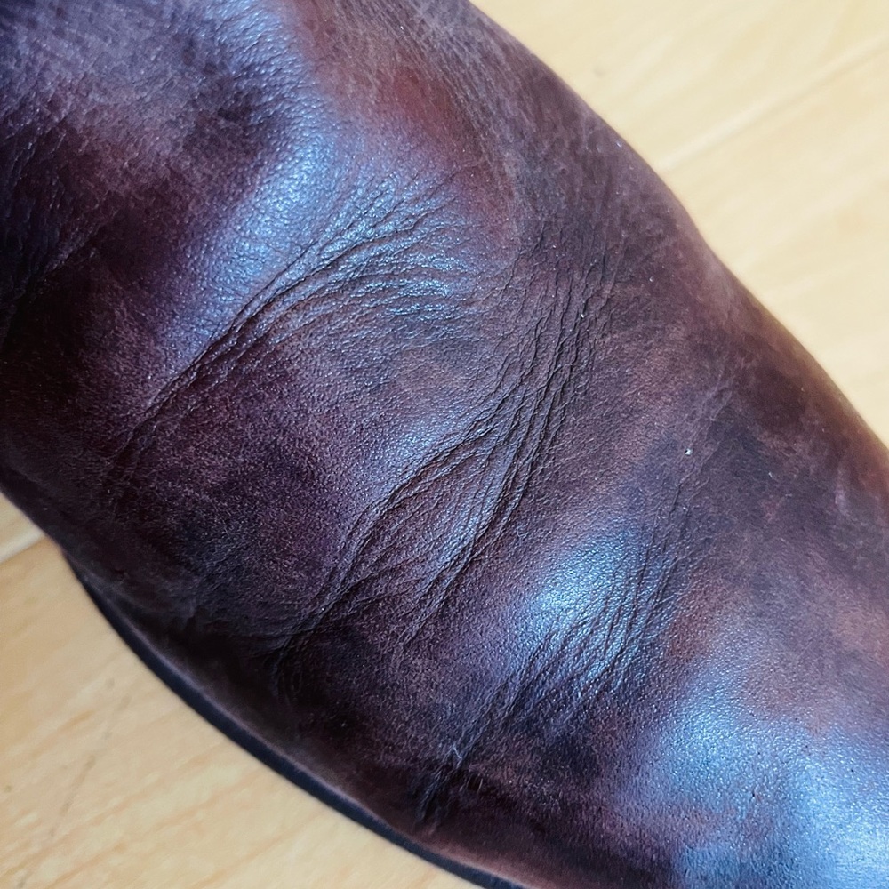 UGG Frances Distressed Brown Leather DBL Buckle Ankle CG Boots Wide Calf 8-8.5 - Picture 7 of 10